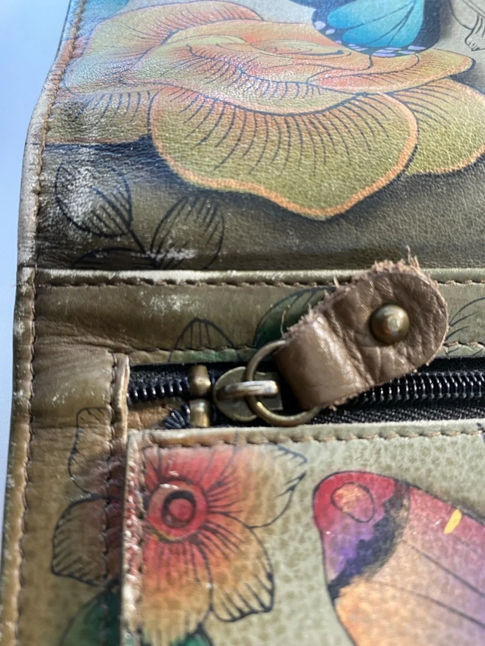 Anuschka Multicolor Butterfly Printed Leather Wallet - Picture 7 of 16